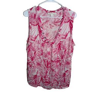 Juniper + Lime Tank Top Women's Large Pink Floral V-Neck Sleeveless Casual